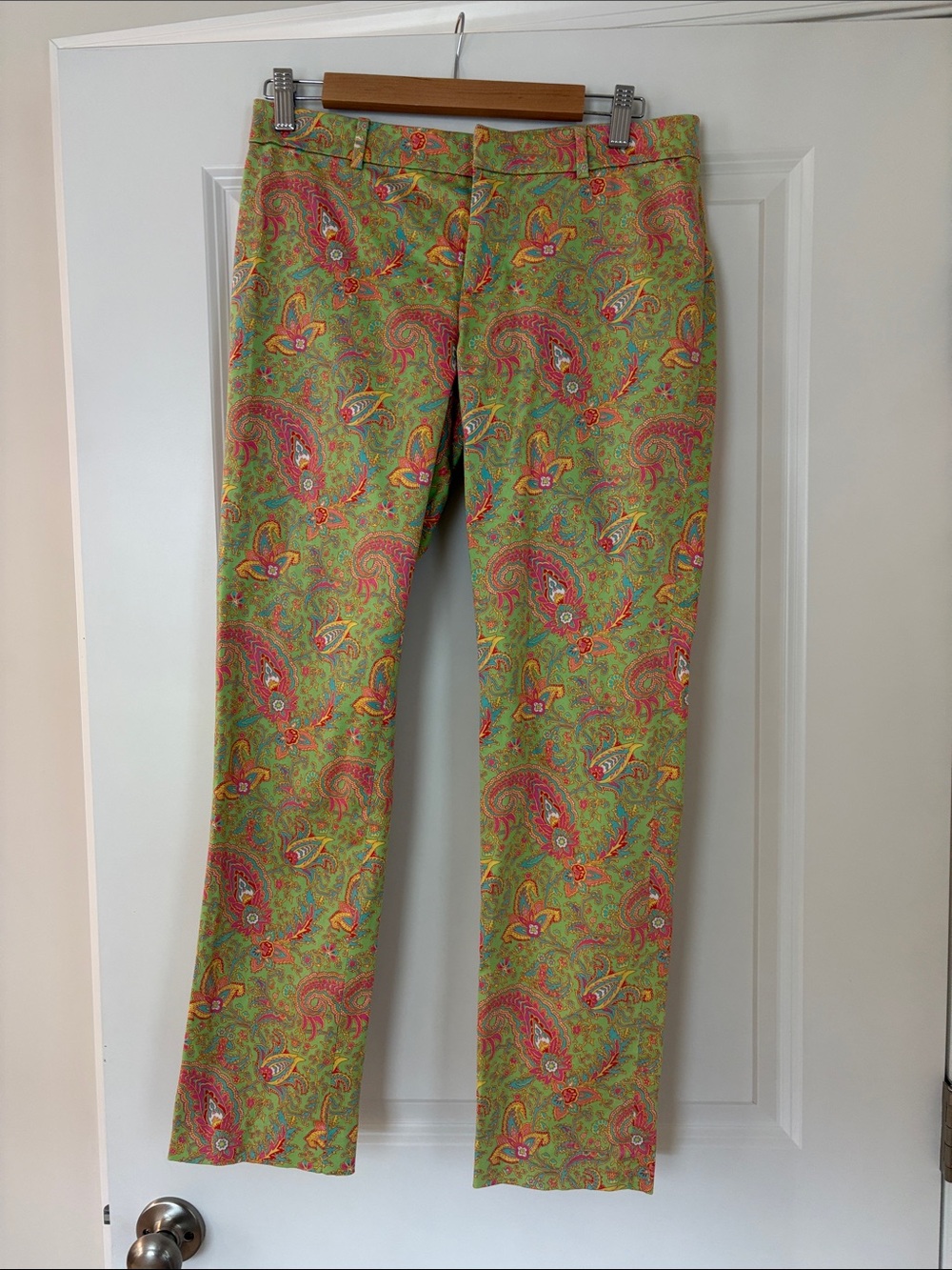 Lauren Ralph Lauren Green Paisley Straight Leg Pants